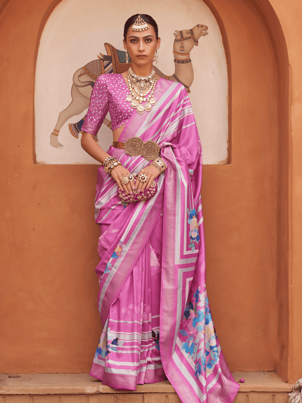 Orchid Pink Banarasi Dola Silk Saree