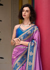 Orchid Purple Banarasi Silk Saree With Contrast Blouse