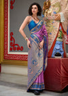 Orchid Purple Banarasi Silk Saree With Contrast Blouse