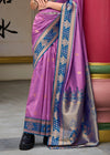 Orchid Purple Banarasi Silk Saree With Contrast Blouse