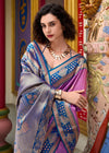 Orchid Purple Banarasi Silk Saree With Contrast Blouse