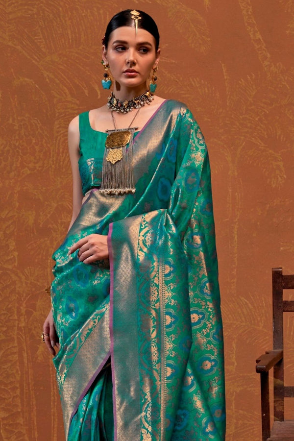 Paradise Green Kanjivaram Saree
