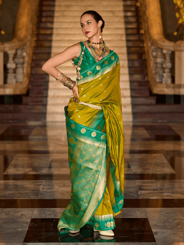Parrot Green Kanjivaram Silk Saree