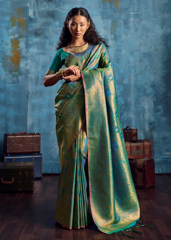 Parrot Green Kanjivaram Silk Saree