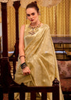 Pastel Gold Banarasi Tissue Silk Saree