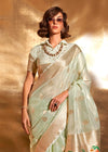 Pastel Green Zari Tissue Silk Saree
