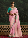 Pastel Pink Designer Banarasi Dola Silk Saree With Golden Zari Work