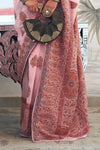 Pastel Pink Kashmiri Handloom Woven Jamawar Silk Saree