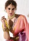 Peach and Purple Dual Tone Organza Tissue Silk Saree