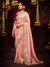 Peach Banarasi Designer Silk Saree With Contrast Blouse