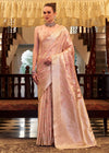 Peach Banarasi Satin Silk Saree