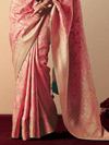Peach Banarasi Silk Saree With Contrast Blouse