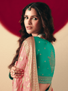 Peach Banarasi Silk Saree With Contrast Blouse