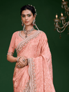 Peach Pink Banarasi Tissue Silk Saree