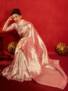 Peach Pink Banarasi Tissue Silk Saree