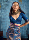 Peacock Blue Kanjivaram Silk Saree