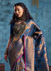 Peacock Blue Kanjivaram Silk Saree