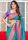 Peacock Blue Woven Soft Peshwai Paithani Silk Saree