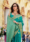 Peacock Green Banarasi Satin Silk Saree