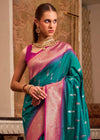 Peacock Green Banarasi Silk Saree