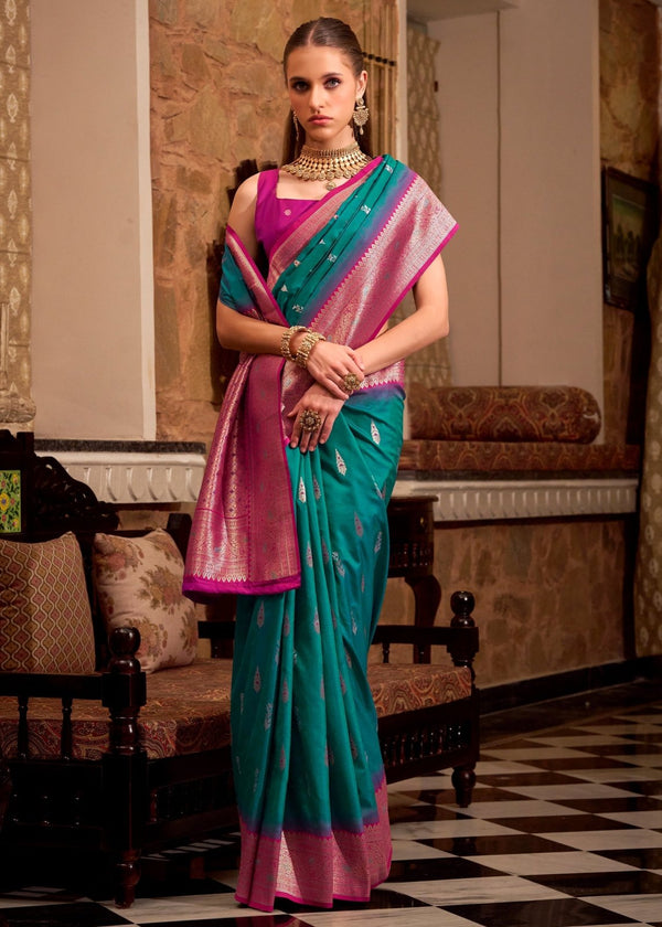 Peacock Green Banarasi Silk Saree
