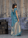 Peacock Teal Banarasi Satin Silk Saree