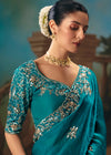 Peacock Teal Georgette Silk Saree
