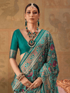 Peacock Teal Patola Silk Saree