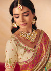 Pearl Ivory Off White Pichwai Designer Dola Silk Saree