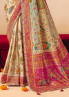 Pearl Ivory Off White Pichwai Designer Dola Silk Saree