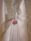 Pearl White Satin Designer Saree with Sequin Border Work