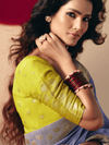 Periwinkle Blue Banarasi Silk Saree With Contrast Blouse