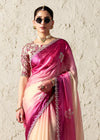 Pink Ivory Ombre Designer Organza Saree