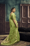 Pista Green Banarasi Cotton Silk Saree