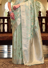 Pista Green Banarasi Satin Silk Saree