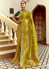Pista Green Banarasi Silk Saree With Contrast Blouse