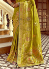 Pista Green Banarasi Silk Saree With Contrast Blouse