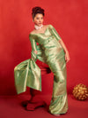 Pista Green Banarasi Tissue Silk Saree