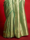 Pista Green Banarasi Tissue Silk Saree – border and drape