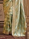 Pista Green Embroidered Designer Tissue Silk Saree