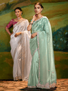 Pista Green Tissue Silk Designer Saree with Embroidery