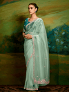 Pista Green Tissue Silk Designer Saree with Embroidery