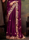 Plum Purple Designer Organza Silk Saree