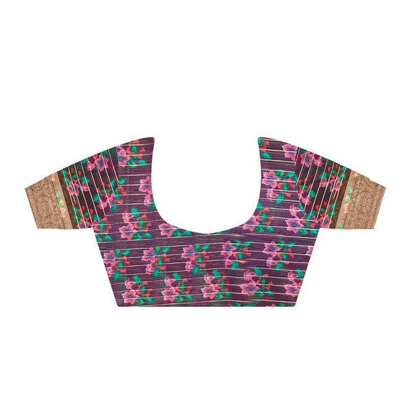 Plum Purple Georgette Printed Saree