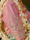 Powder Blue Embroidered Designer Tissue Silk Saree With Contrast Blouse