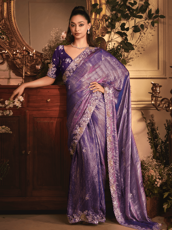 Premium Purple Tissue Silk Saree