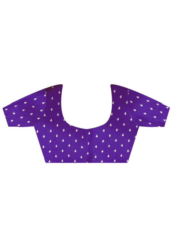 Purple And Gold Woven Banarasi Handloom Soft Silk Saree