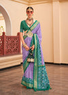 Purple And Green Woven Printed Patola Silk Saree