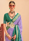 Purple And Green Woven Printed Patola Silk Saree