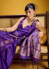 Purple Banarasi Satin Silk Saree